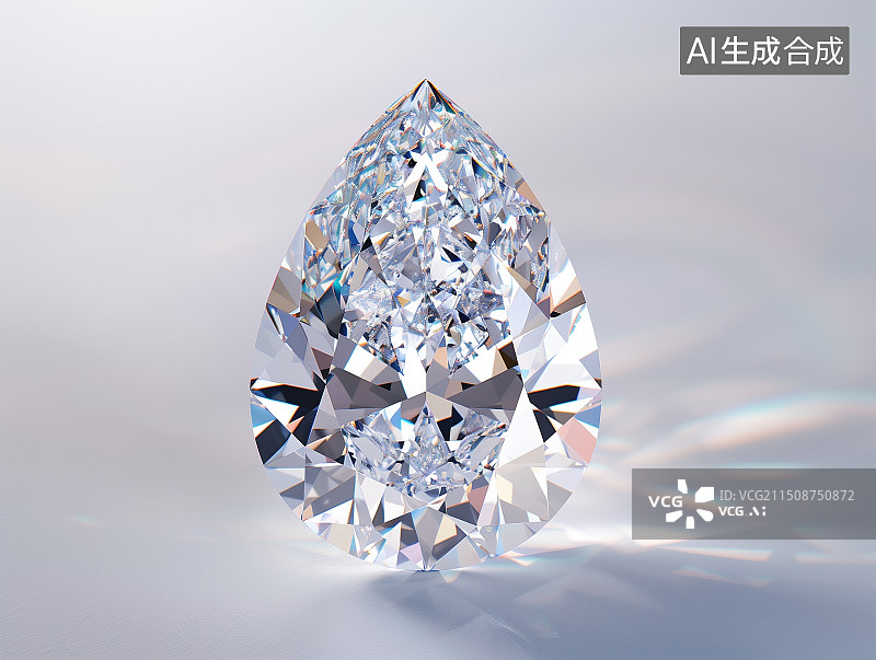 【AI数字艺术】白色背景的梨形钻石图片素材