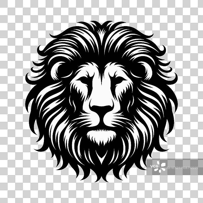 黑色背景上的狮子头黑色轮廓图片素材