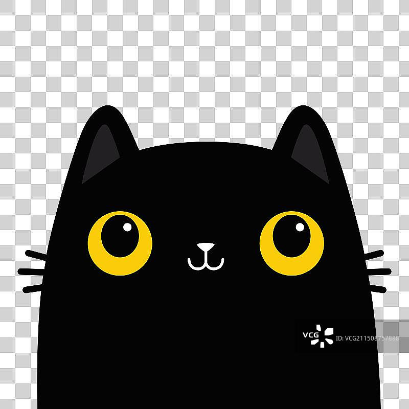 黑色大黄眼睛猫头剪影图片素材