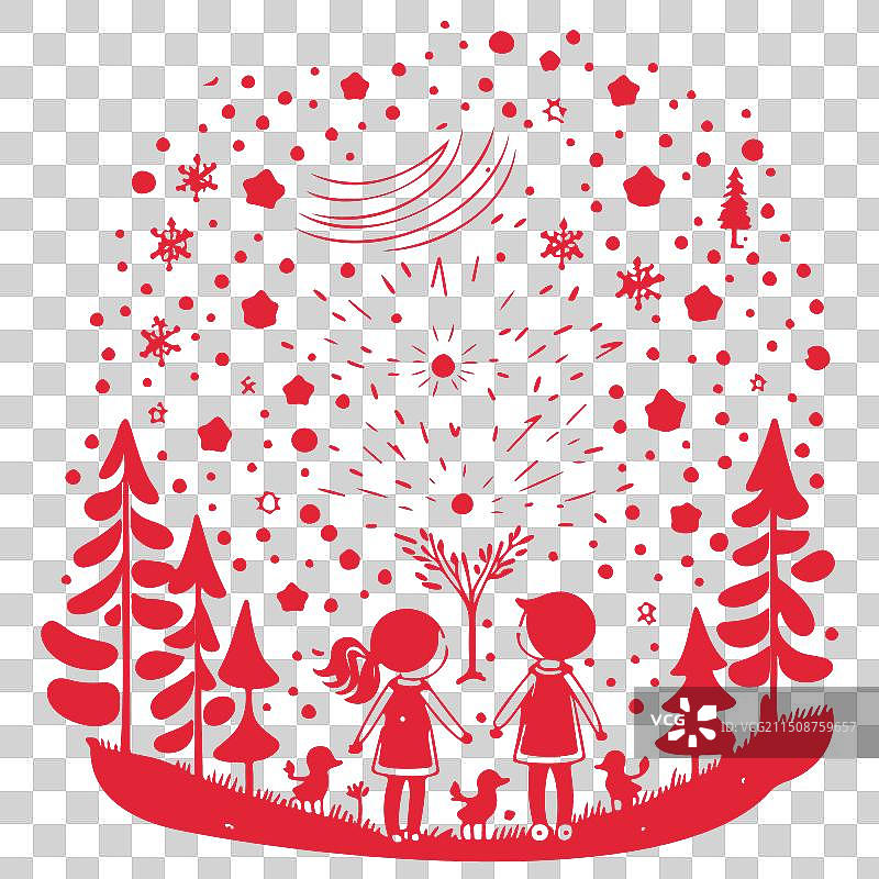 红色冬季森林流星图片素材