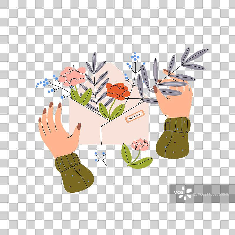 带有爱心信纸的爱情信息信封图片素材