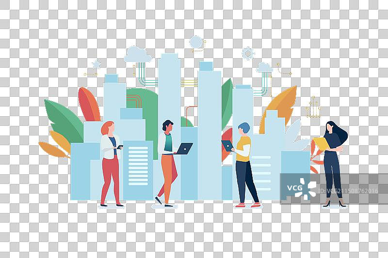 城市风景人物科技图标图片素材