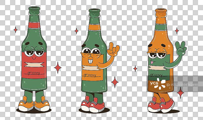潮流酷炫风格的啤酒瓶角色图片素材