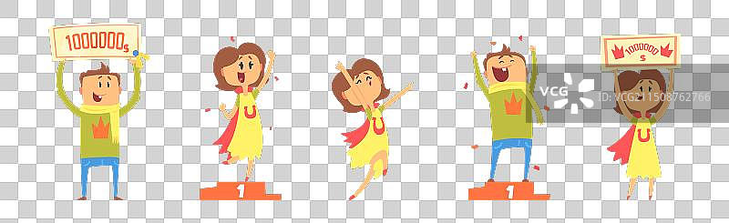 幸运的男人和女人的性格赢得财富图片素材