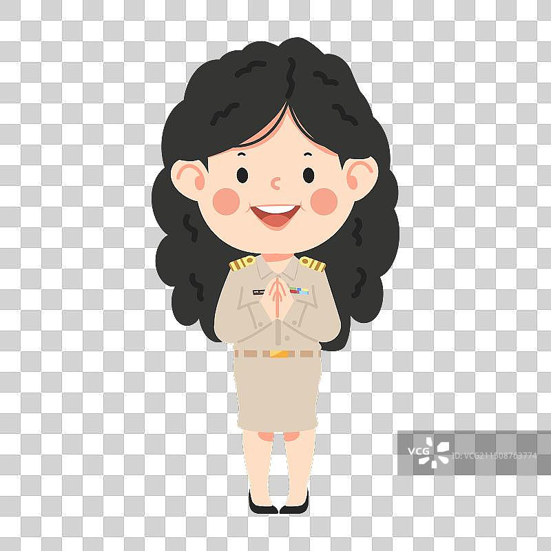 泰国女教师制服问候图片素材