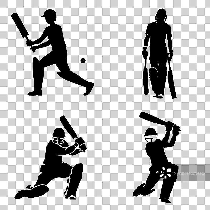 板球击球手轮廓图形图片素材