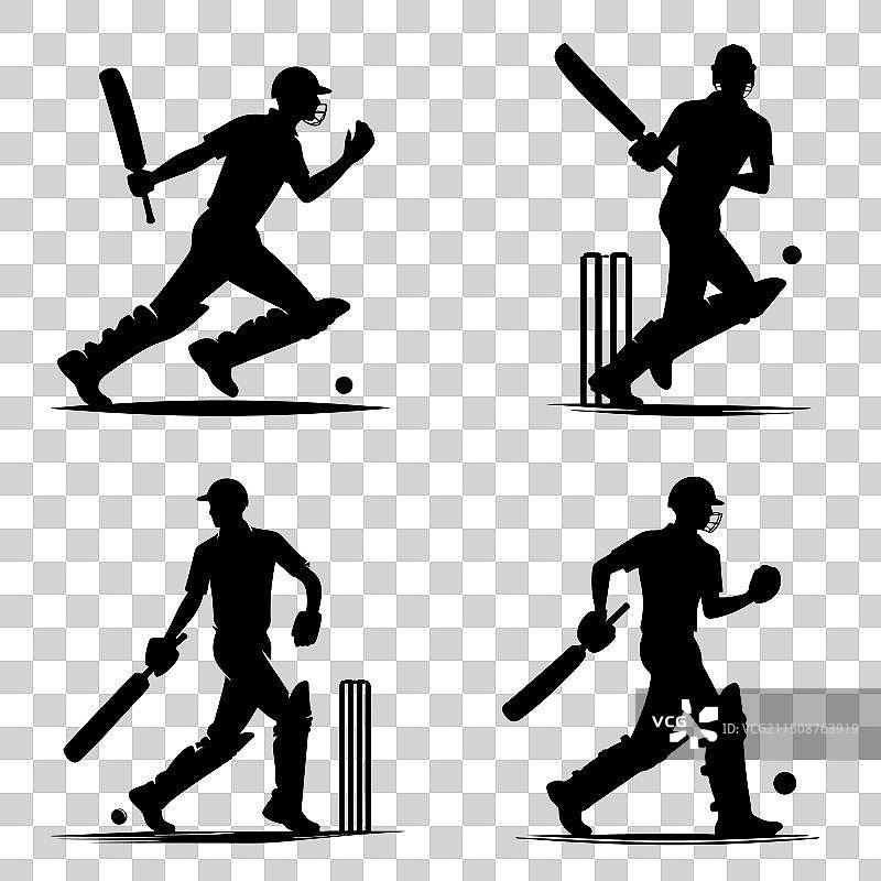 板球击球手轮廓图形图片素材