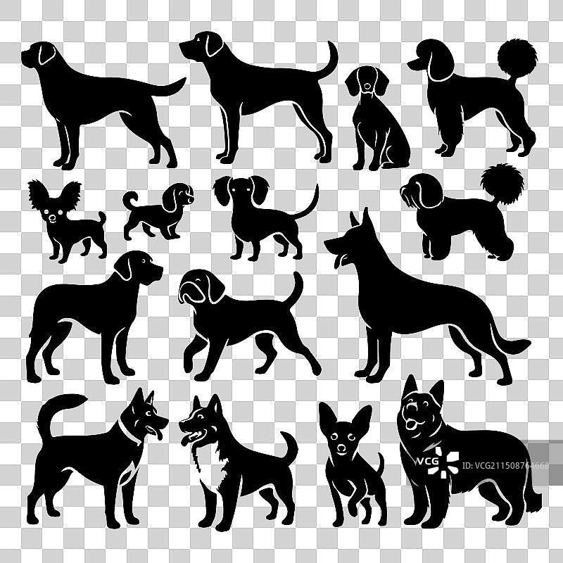 狗剪影合集图片素材