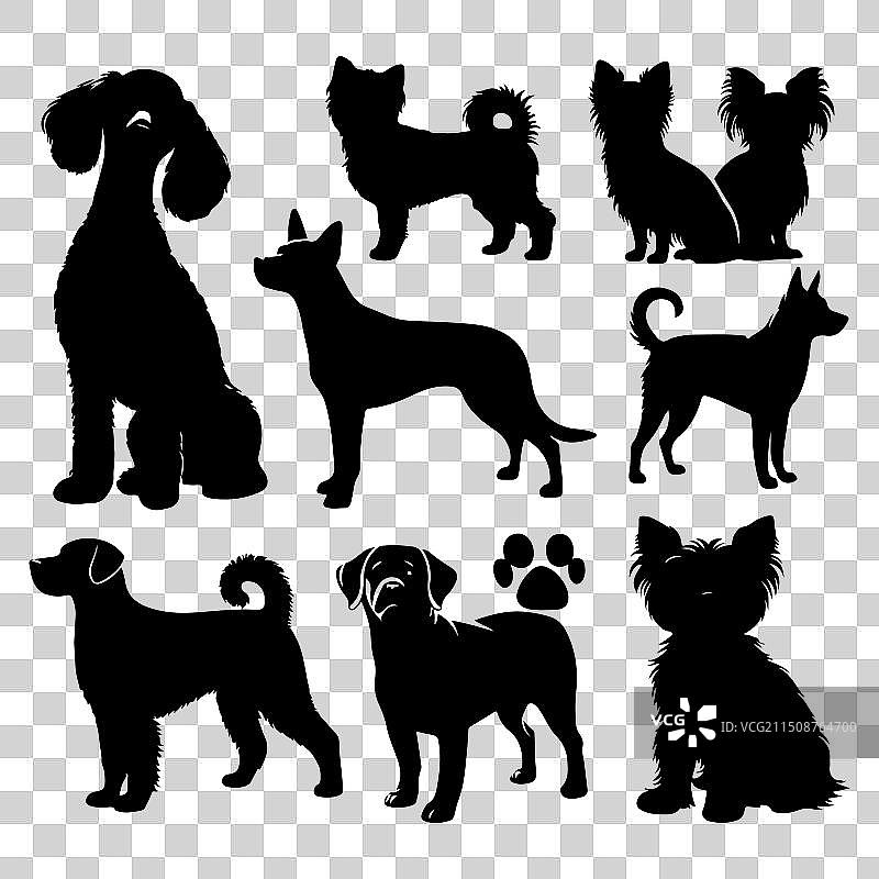 狗剪影合集图片素材