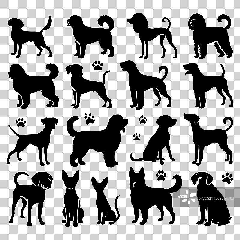 狗剪影合集图片素材