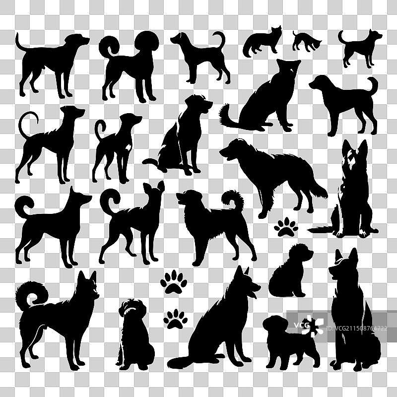 狗剪影合集图片素材