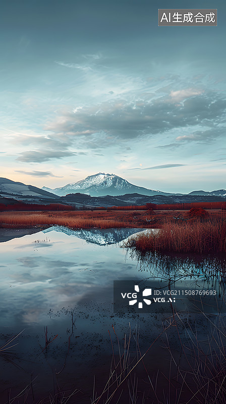 【AI数字艺术】天空下的山峰风景图片素材