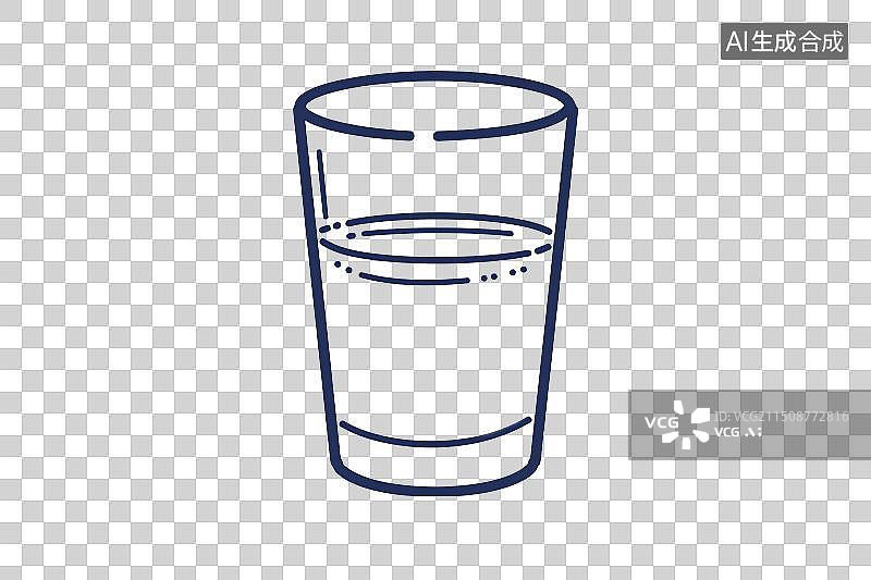 【AI数字艺术】透明玻璃杯线描画设计元素图片素材