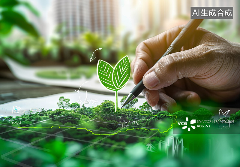 【AI数字艺术】生态设计与绿色手绘图片素材