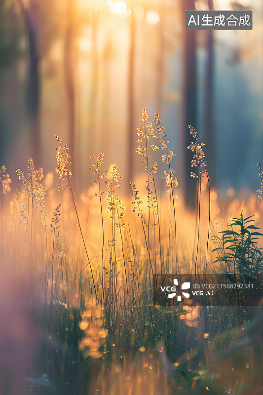 【AI数字艺术】森林中的绿色自然景观图片素材