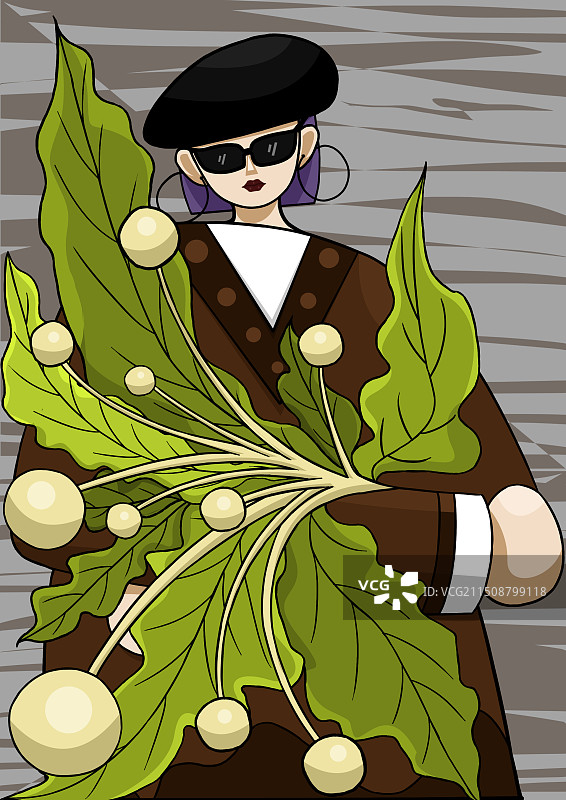 捧着花的酷飒女孩图片素材