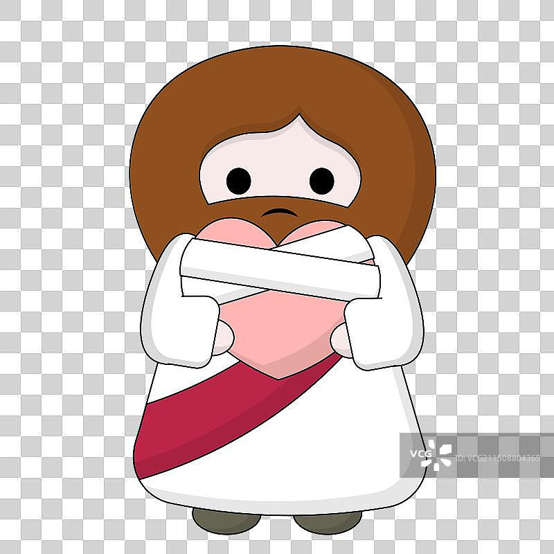 可爱的耶稣基督，带着绷带的心图片素材