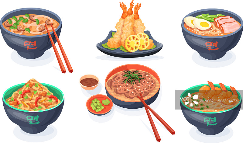 日式面条碗套餐（亚洲/韩国/中国）图片素材