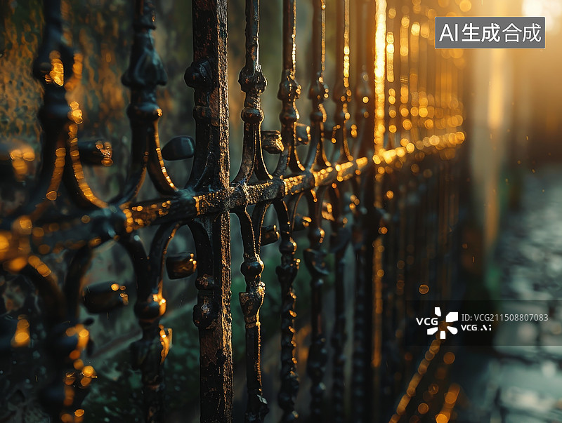 【AI数字艺术】黑漆的铁门特写摄影图图片素材