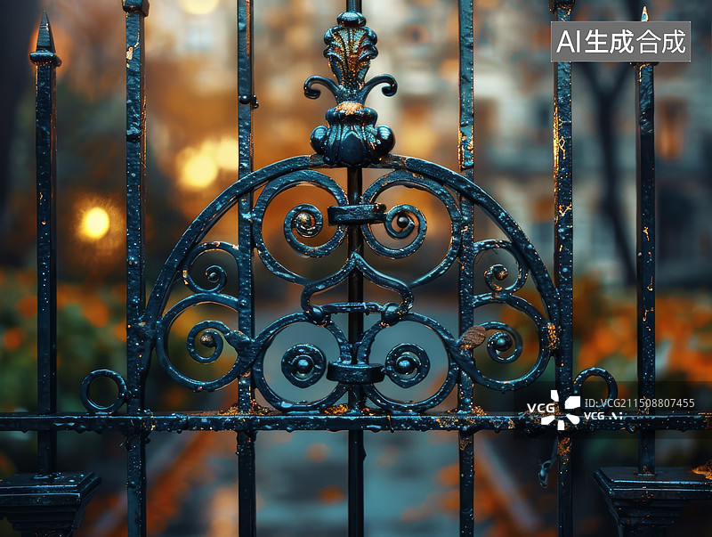 【AI数字艺术】黑漆的铁门特写摄影图图片素材