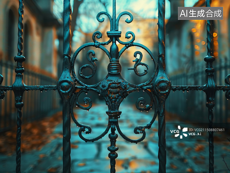 【AI数字艺术】黑漆的铁门特写摄影图图片素材