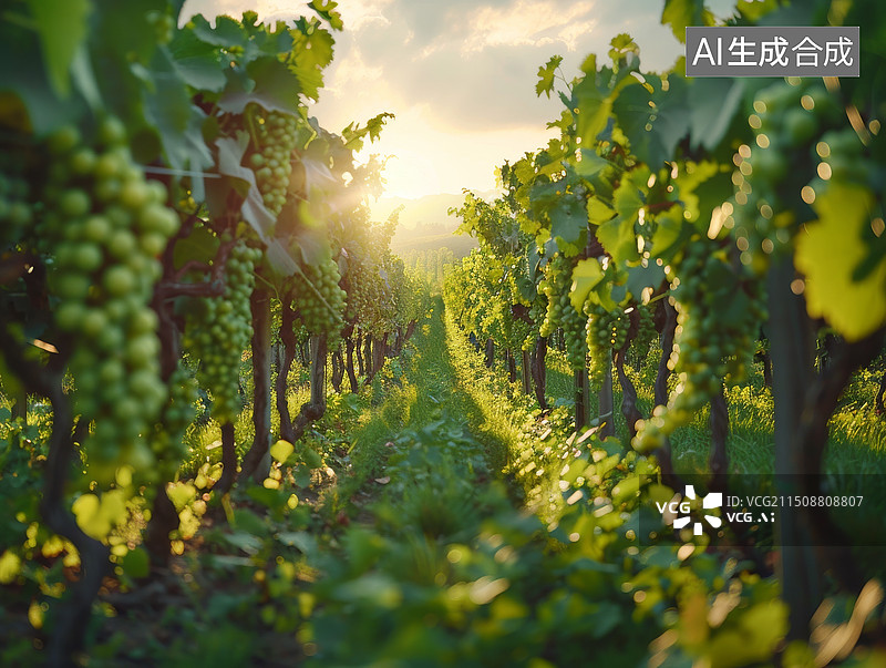 【AI数字艺术】绿葡萄青提种植园摄影图图片素材