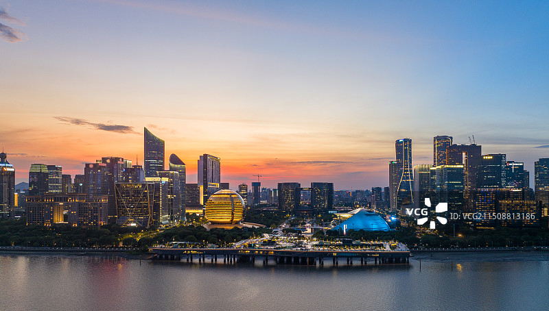 杭州城市夜景 钱江新城 CBD图片素材