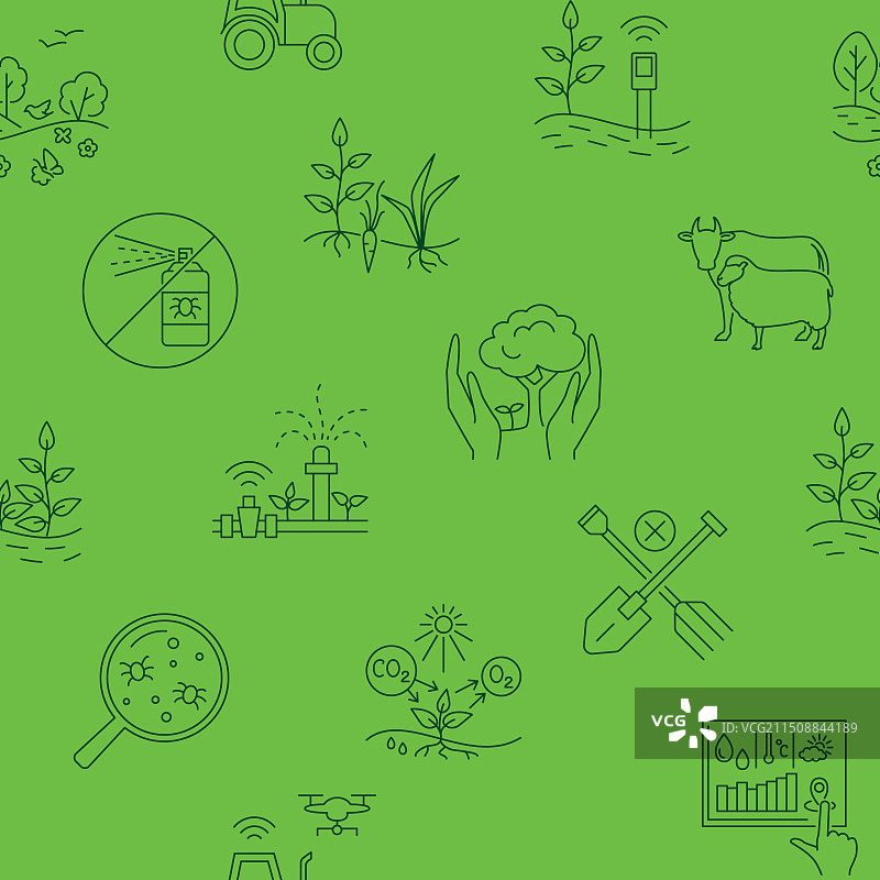 可持续农业线条无缝图案图片素材
