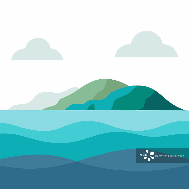 白色背景上的扁平化海洋图片素材