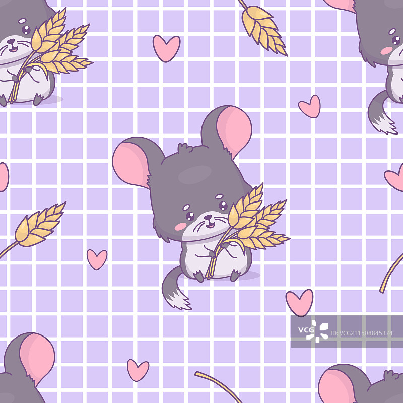 带小穗龙猫无缝图案图片素材