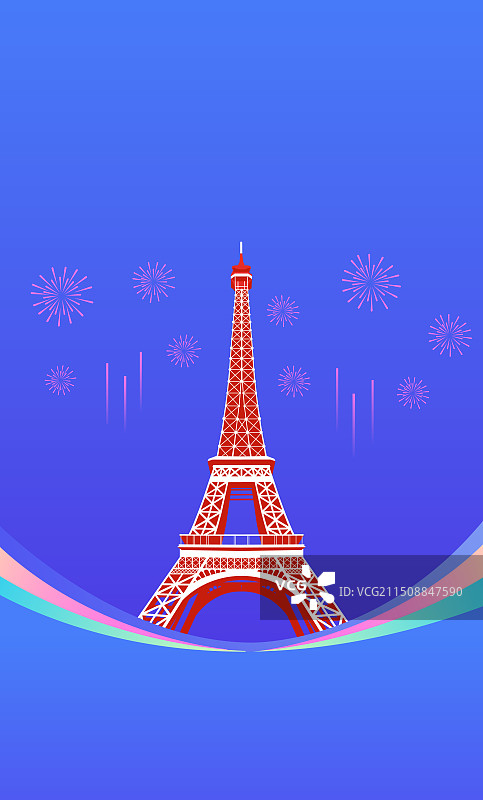 埃菲尔铁塔矢量插画，法国巴黎奥运会图片素材