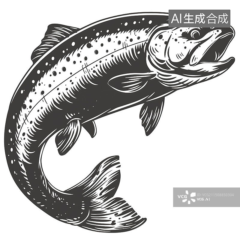 【AI数字艺术】鱼雕刻插图图片素材