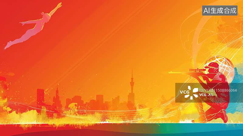 【AI数字艺术】彩色奥运会体育运动项目背景图图片素材