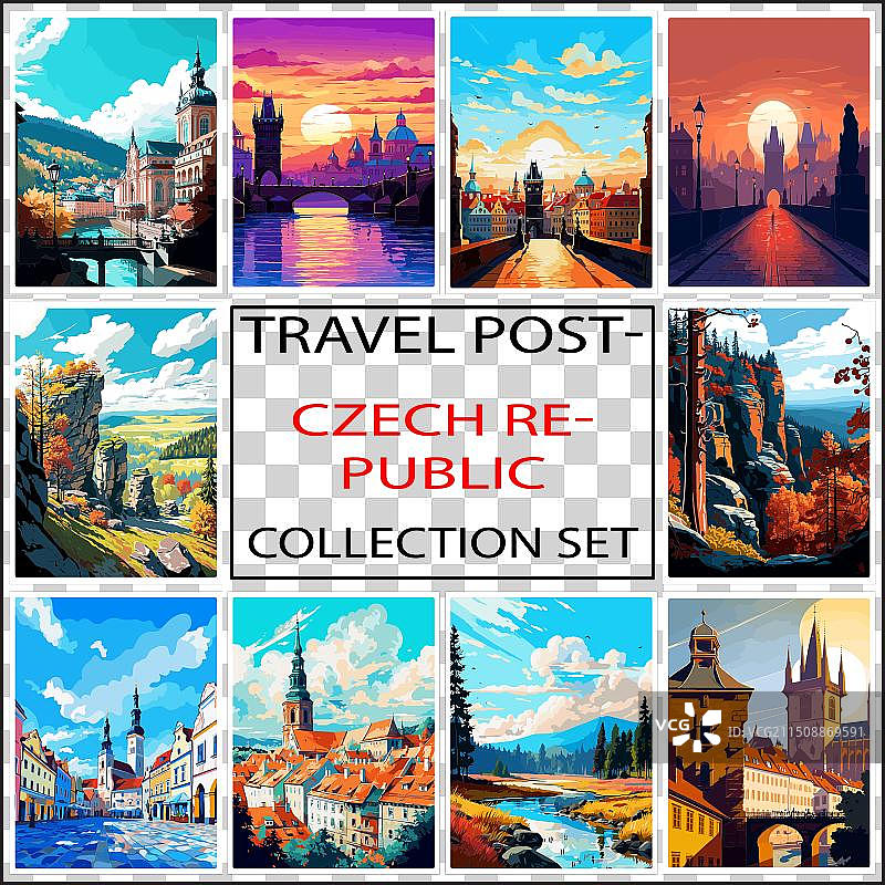 捷克共和国旅行海报墙艺术印刷品图片素材