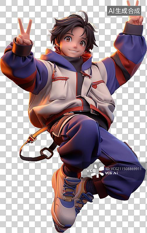 【AI数字艺术】开心跳跃的男生图片素材