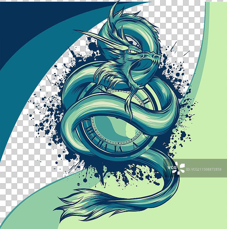 龙与怀表图片素材