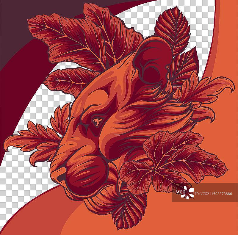 狮子头和树叶图片素材