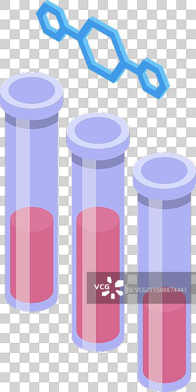 2.5D带有DNA螺旋图标的血液试管图片素材