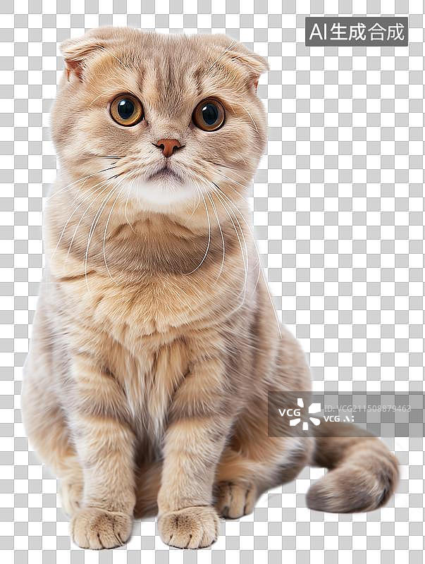 【AI数字艺术】波斯猫、苏格兰折耳猫、美国短毛猫、沙特尔猫、巴厘猫等多种可爱猫咪全身像，透明背景呈现。图片素材