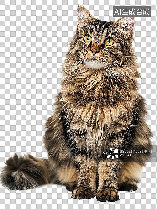 【AI数字艺术】波斯猫、苏格兰折耳猫、美国短毛猫、沙特尔猫、巴厘猫等多种可爱猫咪全身像，透明背景呈现。图片素材