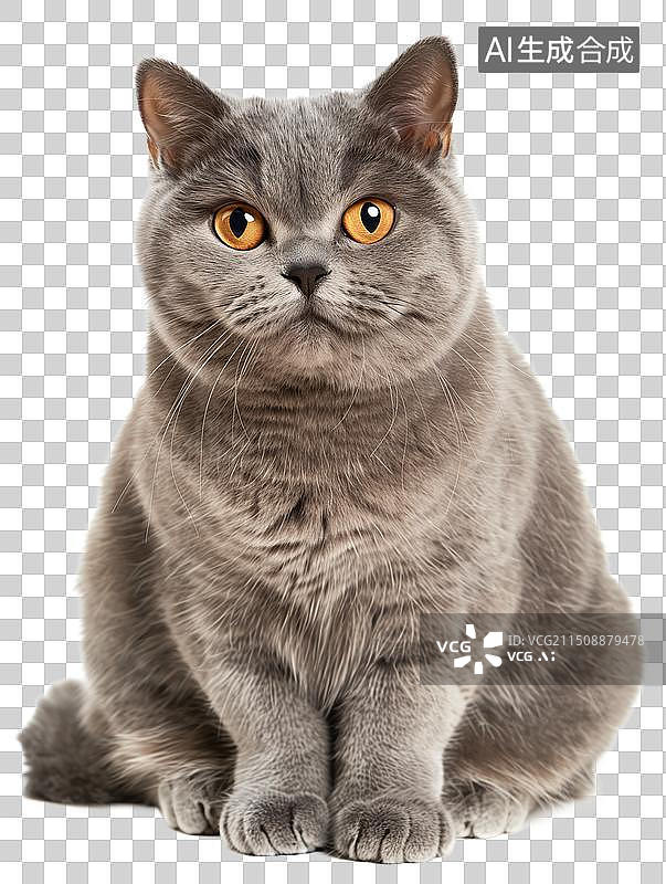 【AI数字艺术】波斯猫、苏格兰折耳猫、美国短毛猫、沙特尔猫、巴厘猫等多种可爱猫咪全身像，透明背景呈现。图片素材