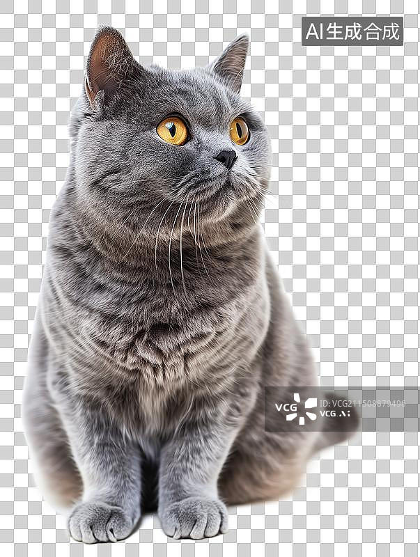 【AI数字艺术】波斯猫、苏格兰折耳猫、美国短毛猫、沙特尔猫、巴厘猫等多种可爱猫咪全身像，透明背景呈现。图片素材