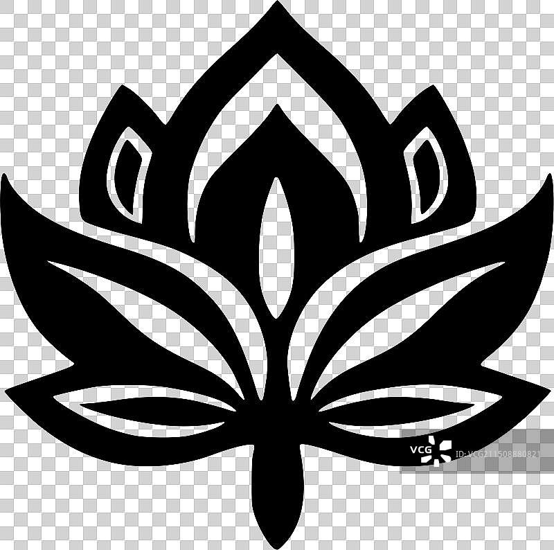 黑白莲花独立图标图片素材