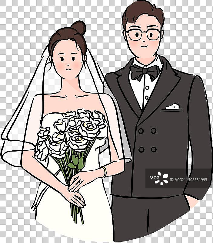 手绘结婚照图片素材
