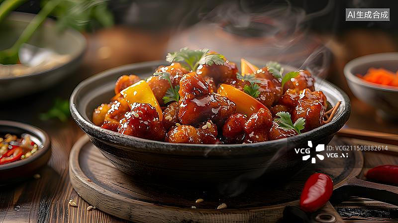 【AI数字艺术】菠萝咕咾肉特写图片素材