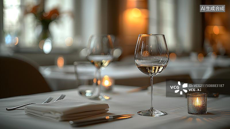 【AI数字艺术】高级餐厅的高脚杯特写图片素材