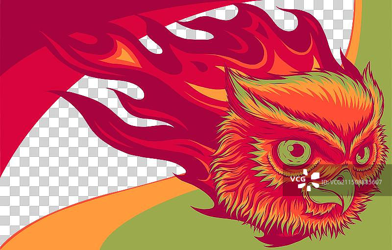 带有火焰的猫头鹰头图片素材