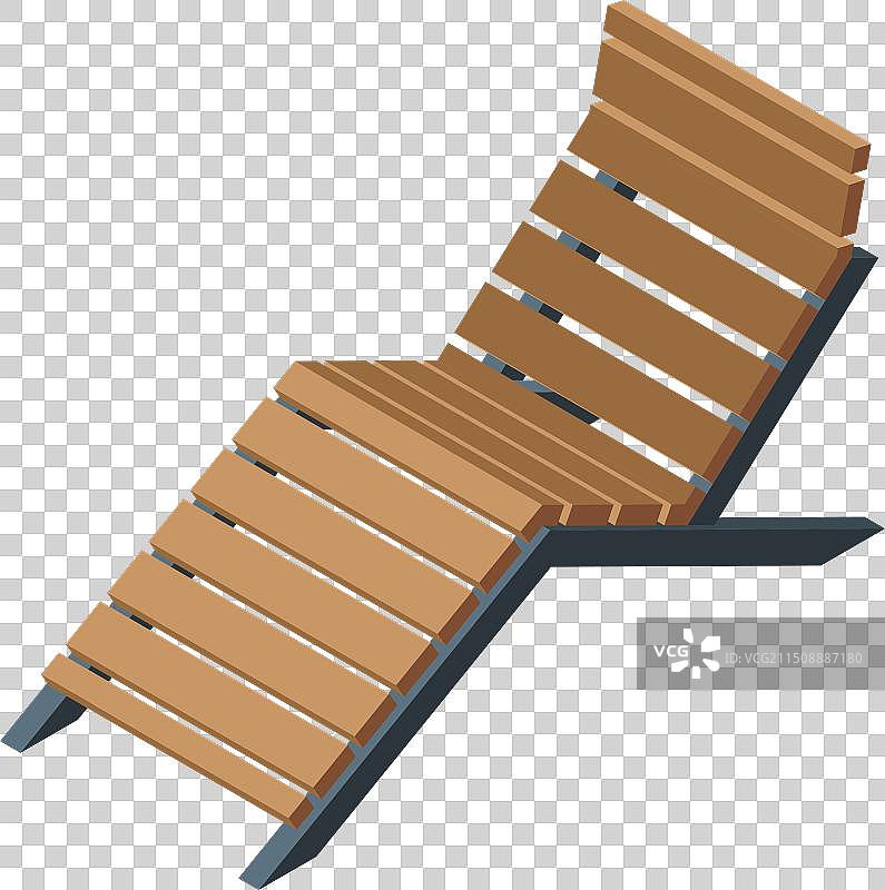 白色背景上的现代木制躺椅图片素材