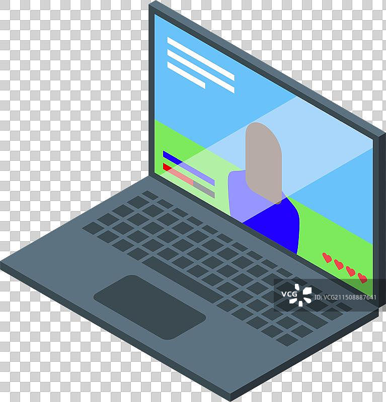 2.5D笔记本电脑视频通话图片素材