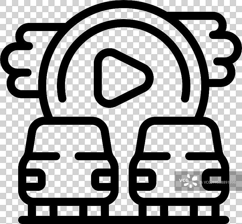 汽车电影院黑白图标图片素材